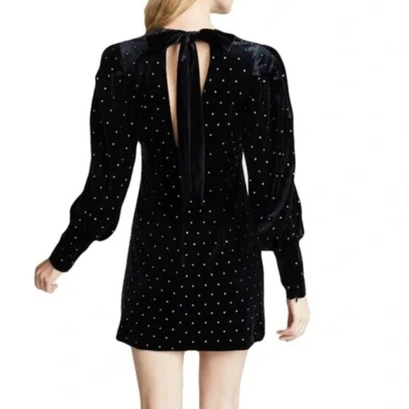 Rebecca Minkoff Black Gwen Rhinestone Studded Velvet Dress Size 2 NWT - Picture 2 of 8